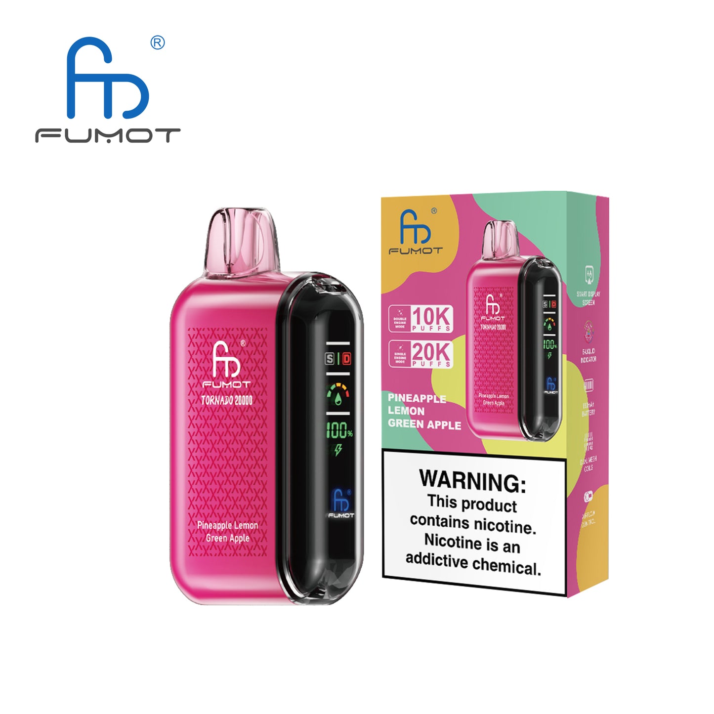 FUMOT Tornado 20000 - Pineapple Lemon Green Apple