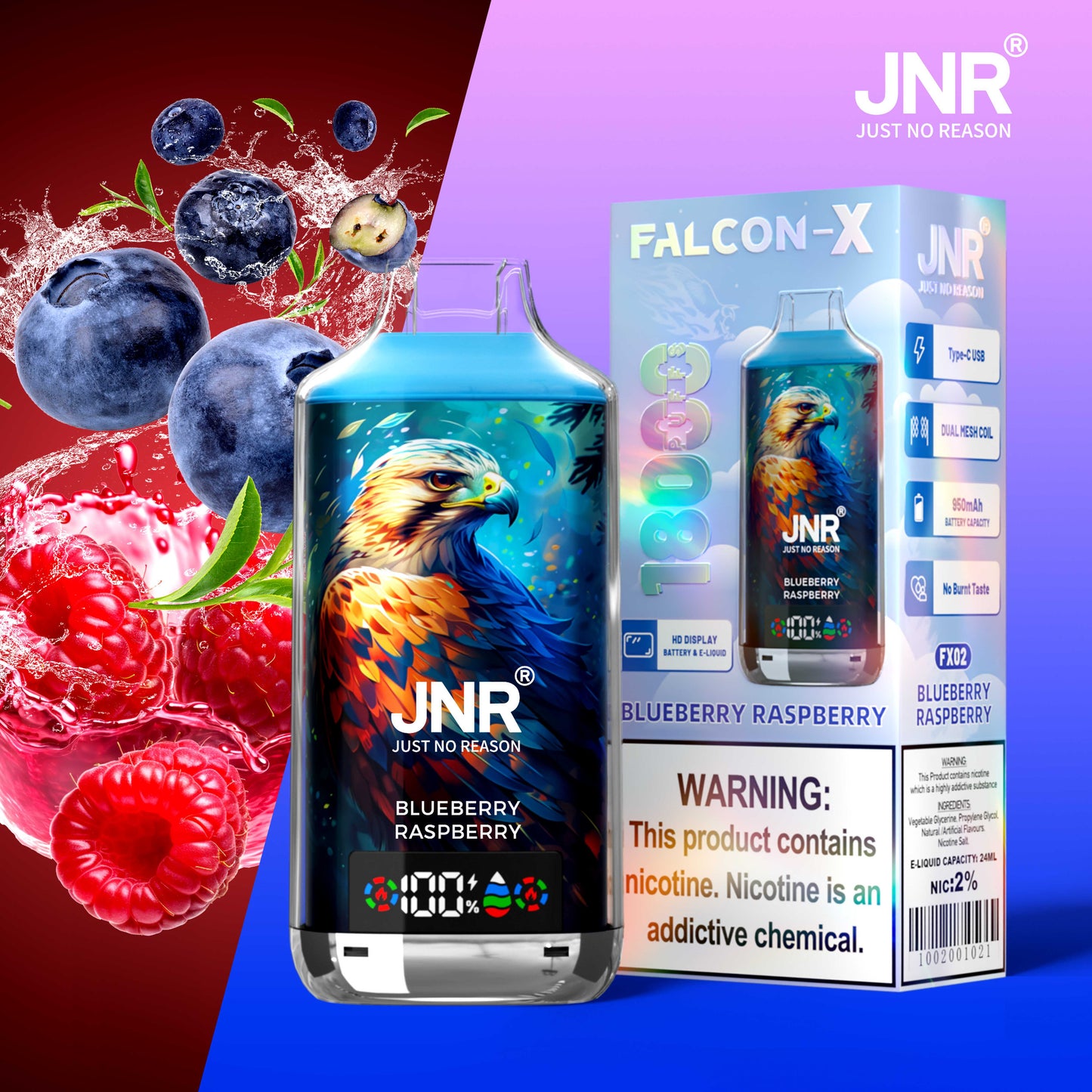 JNR Falcon-X 18000 - Blueberry Raspberry