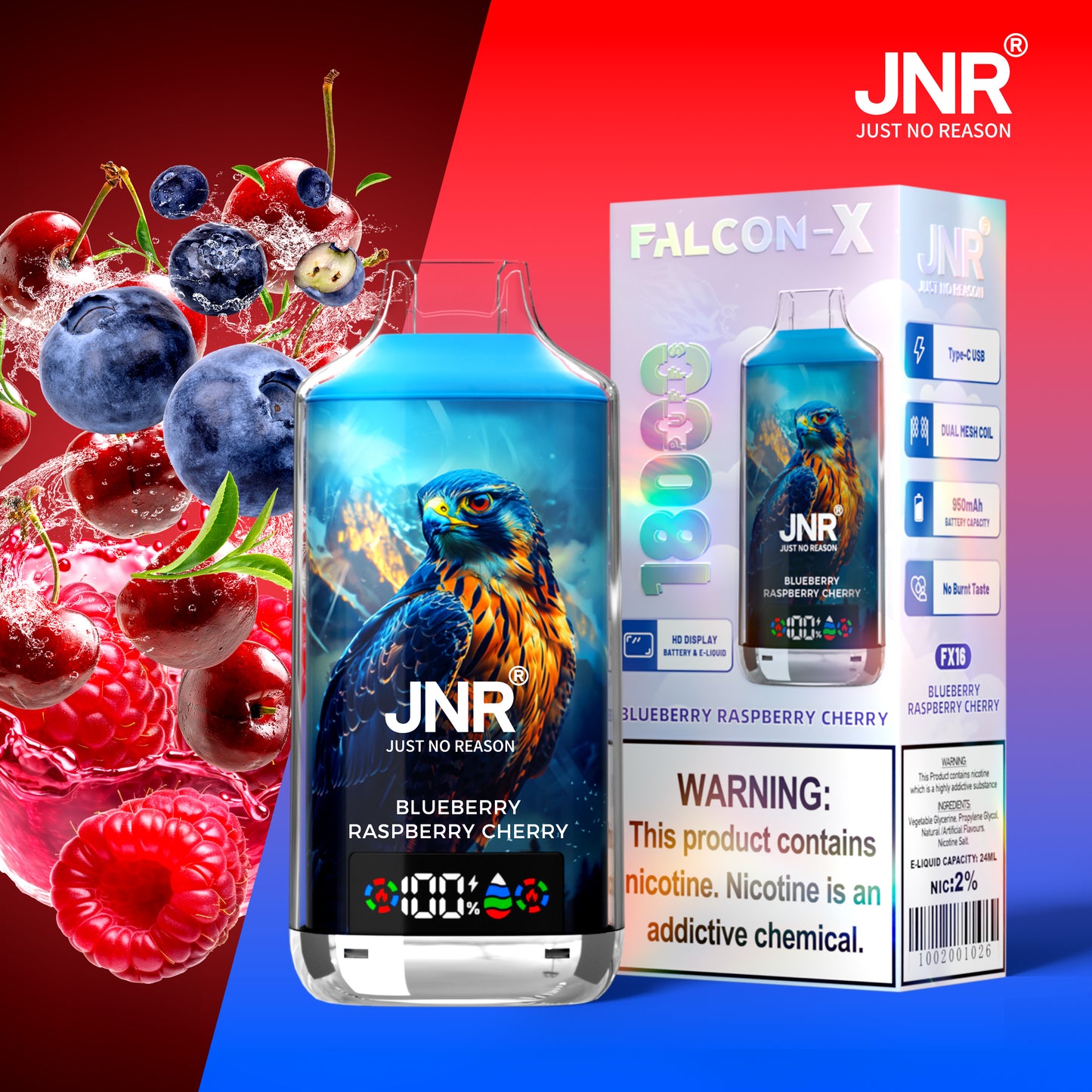 JNR Falcon-X 18000 - Blueberry Raspberry Cherry