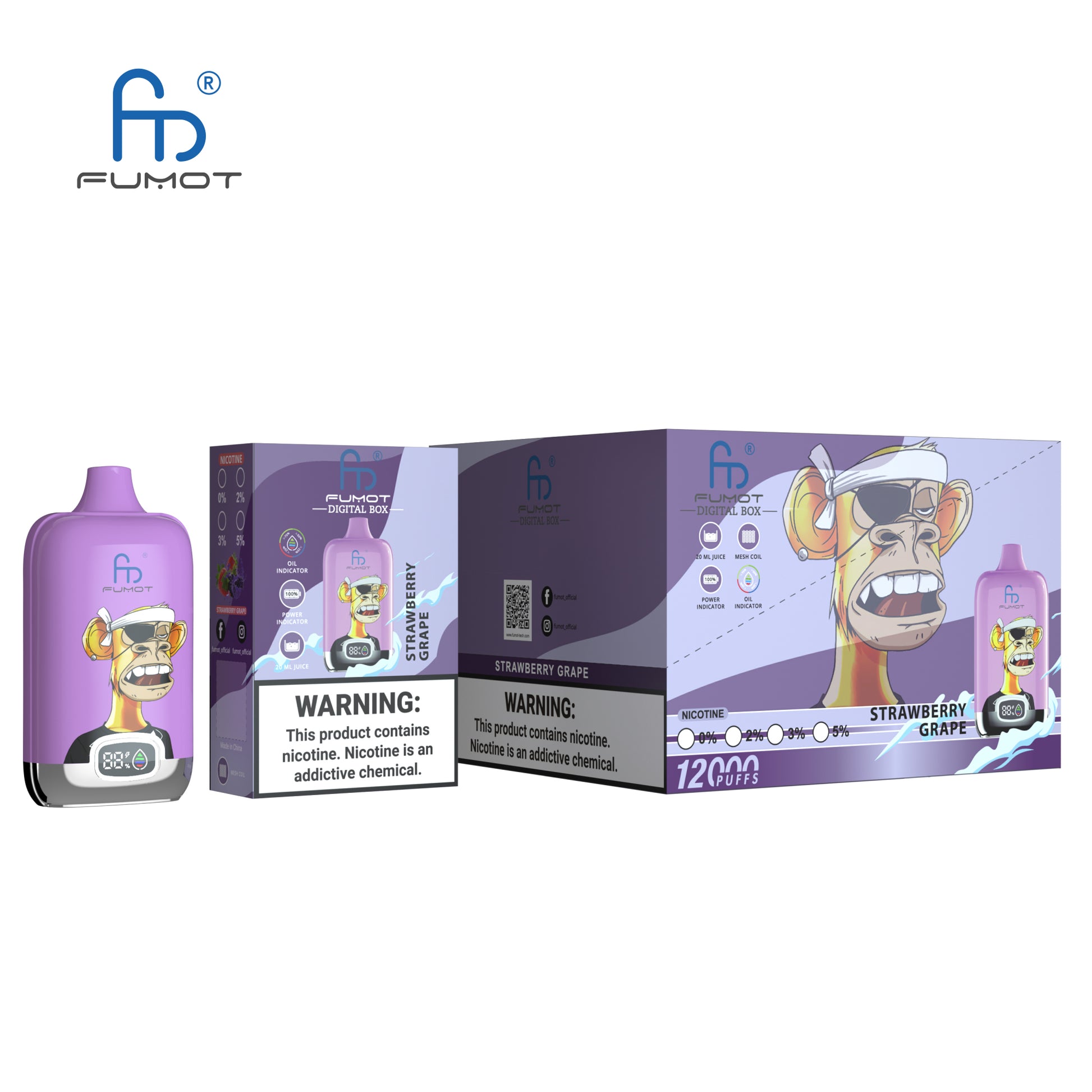 FUMOT Digital Box 12000 - Strawberry Grape