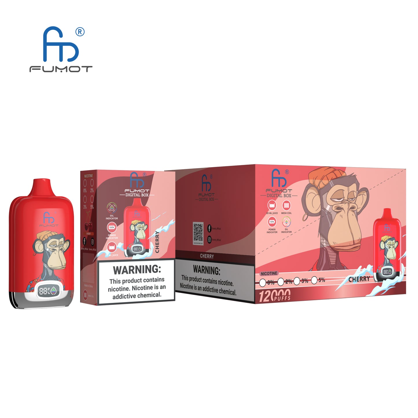 FUMOT Digital Box 12000 (10 PCS Pack) - Cherry樱桃