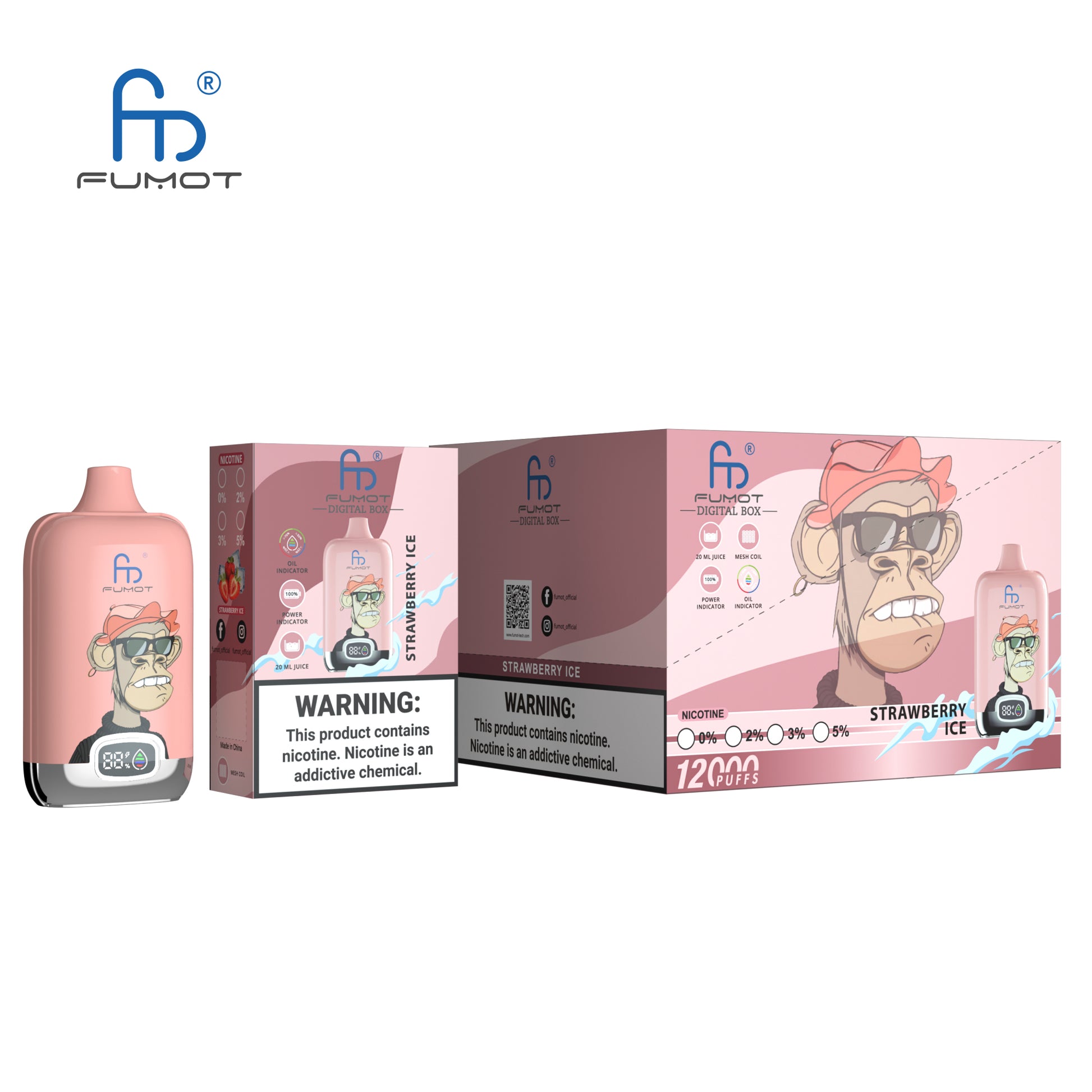 FUMOT Digital Box 12000 - Strawberry Ice