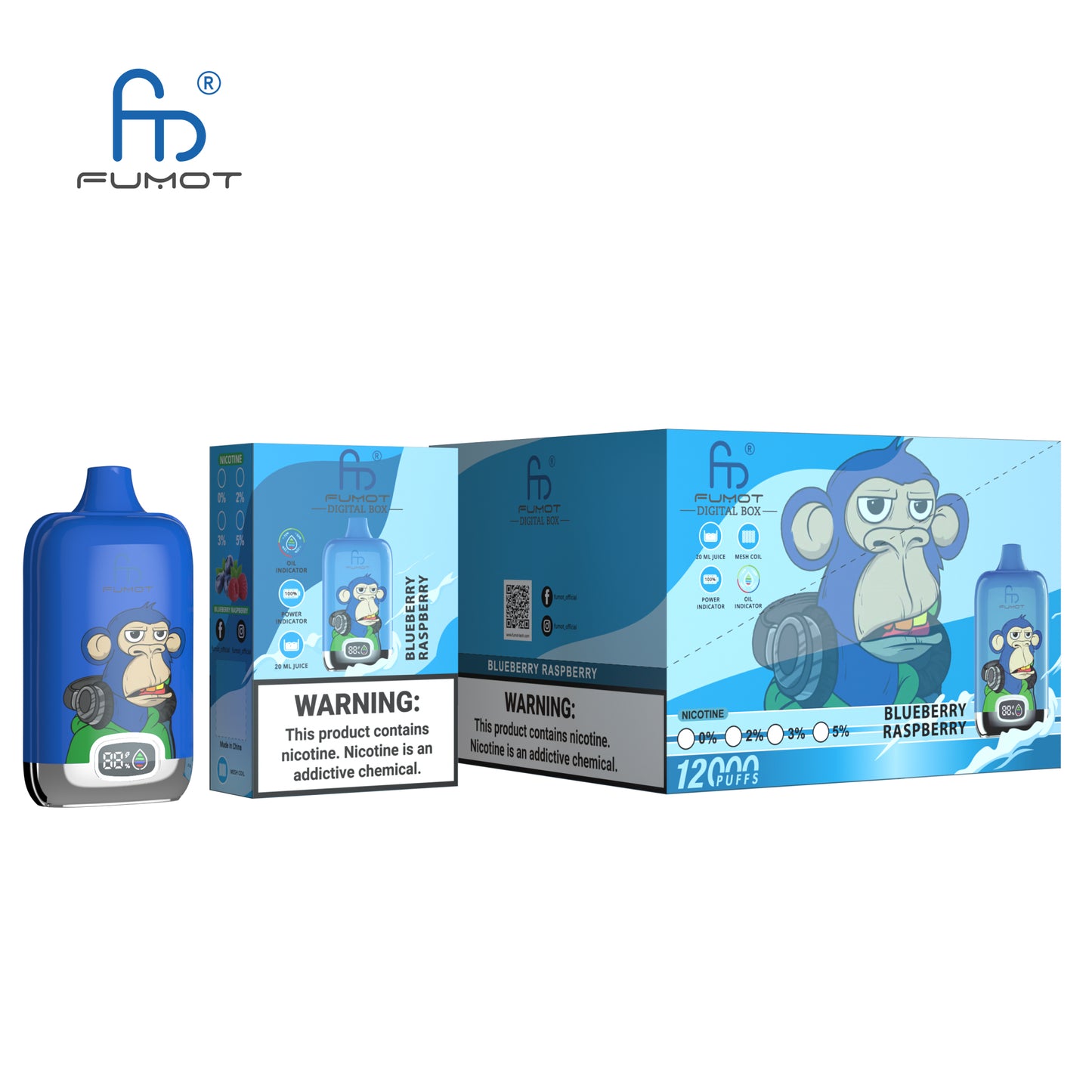 FUMOT Digital Box 12000 (10 PCS Pack) - Blueberry Raspberry蓝莓树莓