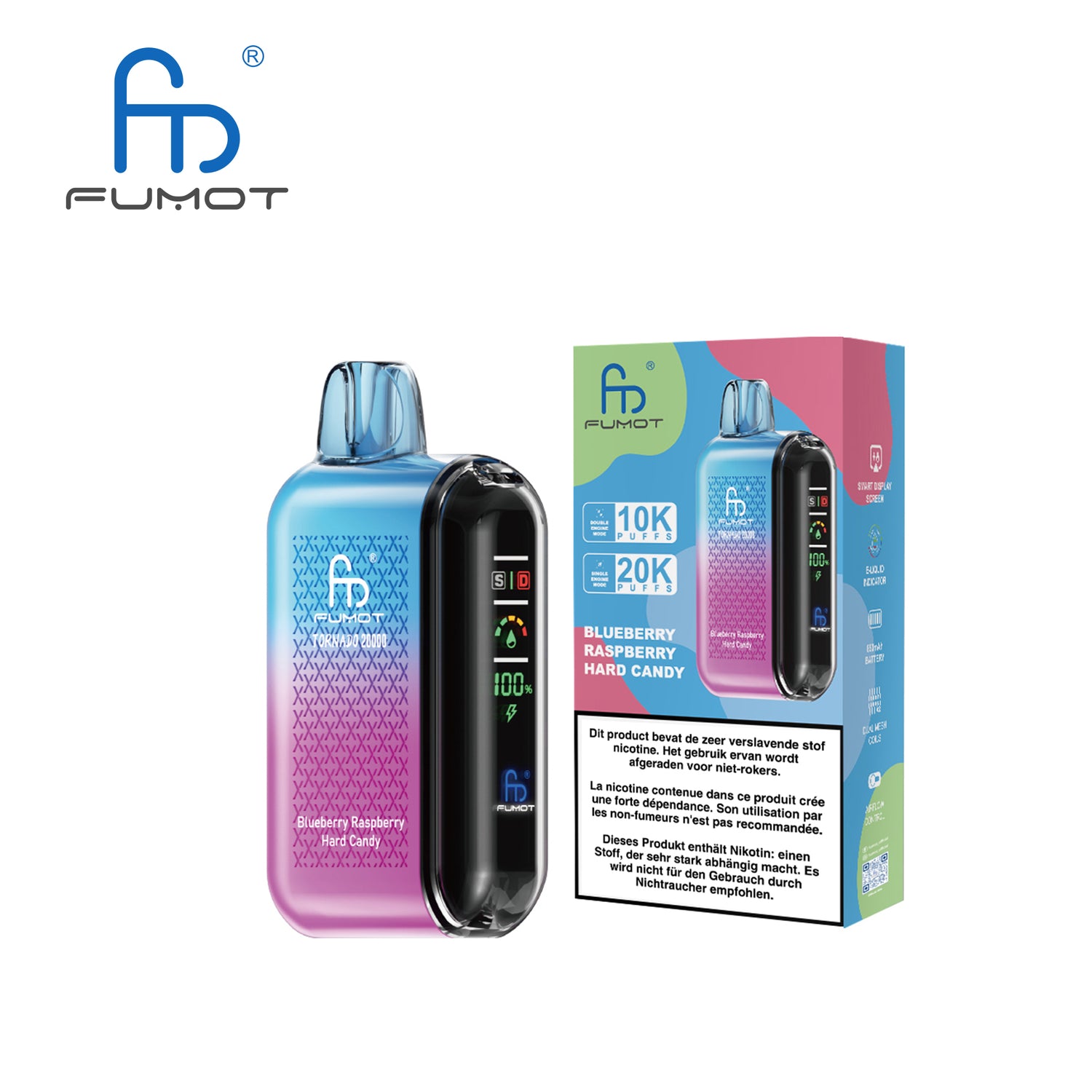 FUMOT Tornado 20000 - Blueberry Raspberry Hard Candy
