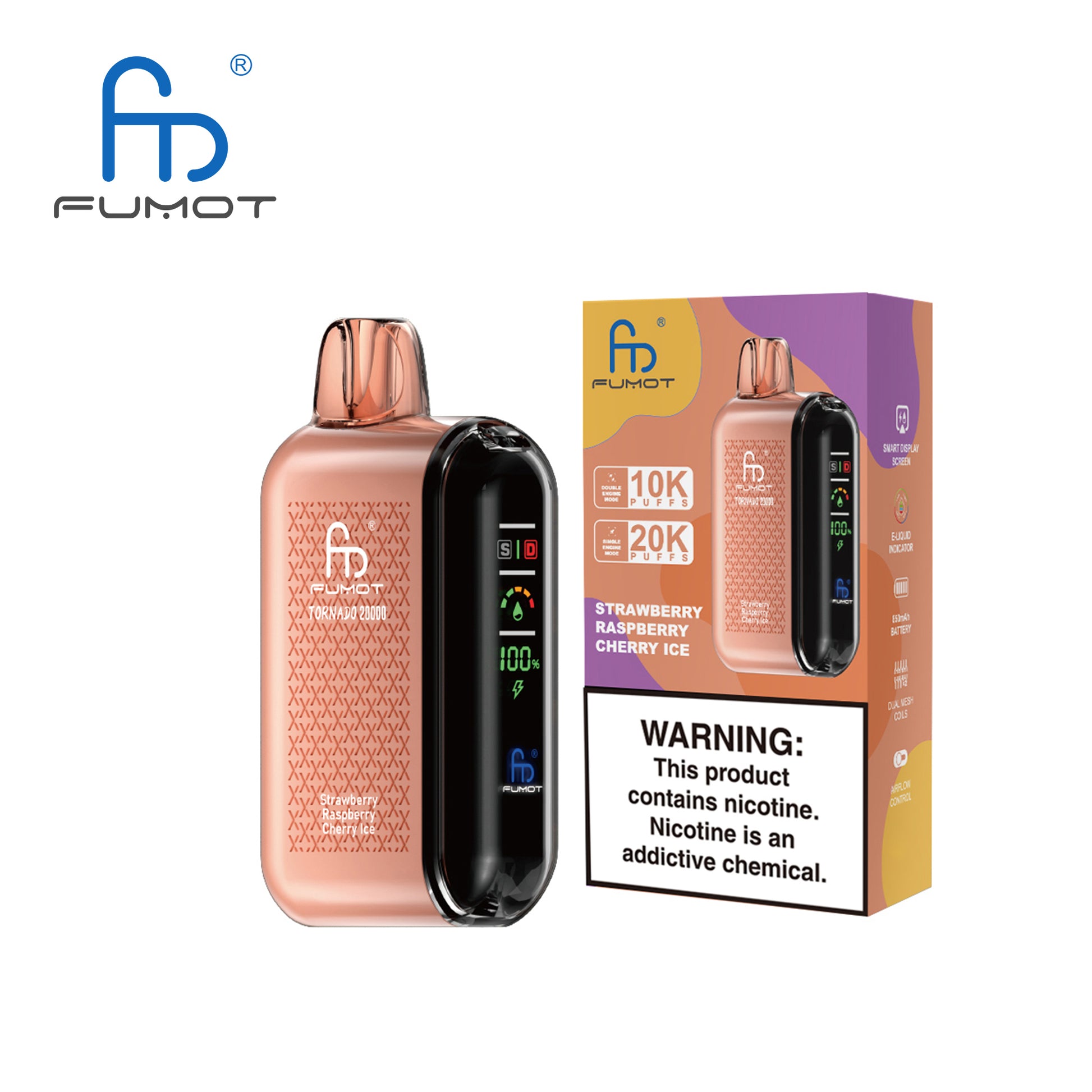 FUMOT Tornado 20000 - Strawberry Raspberry Cherry Ice