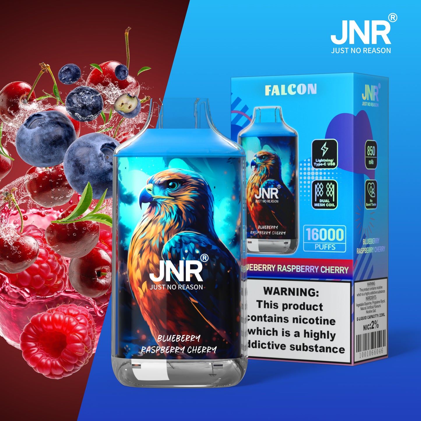 JNR Falcon 16000 - Blueberry Raspberry Cherry