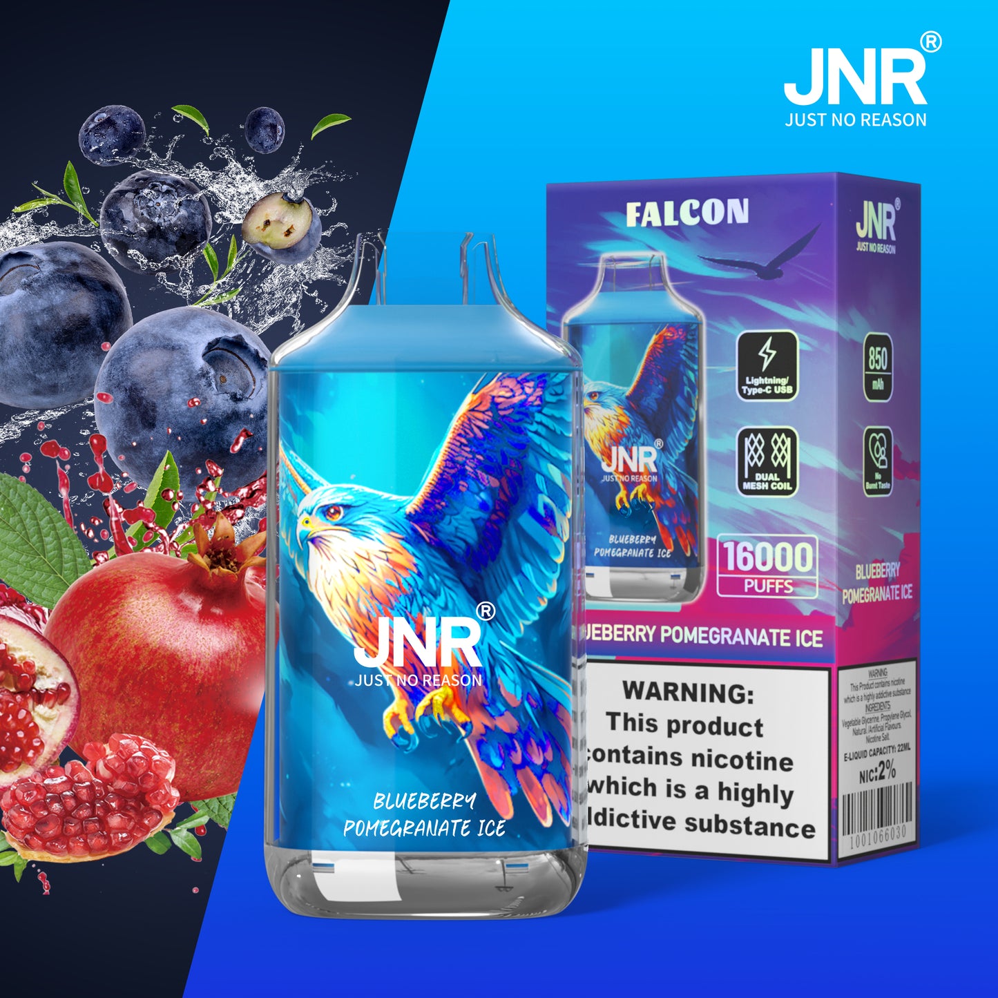 JNR Falcon 16000 - Blueberry Pomegranate Ice