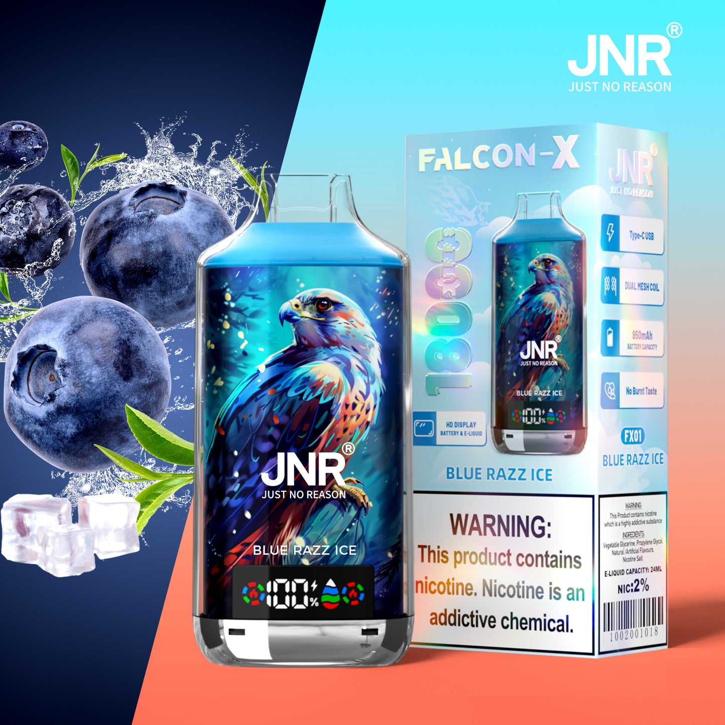 JNR Falcon-X 18000 - Blue Razz Ice
