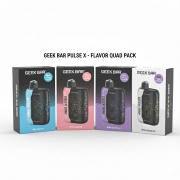 Geek Bar Pulse X Flavor Quad Pack product boxes