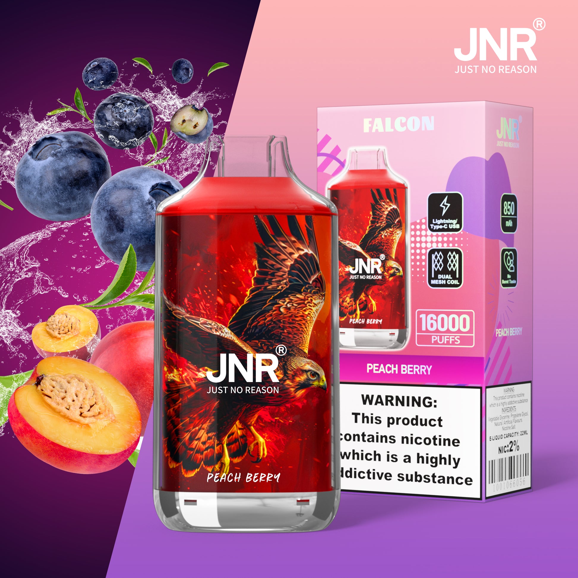 JNR Falcon 16000 - Peach Berry