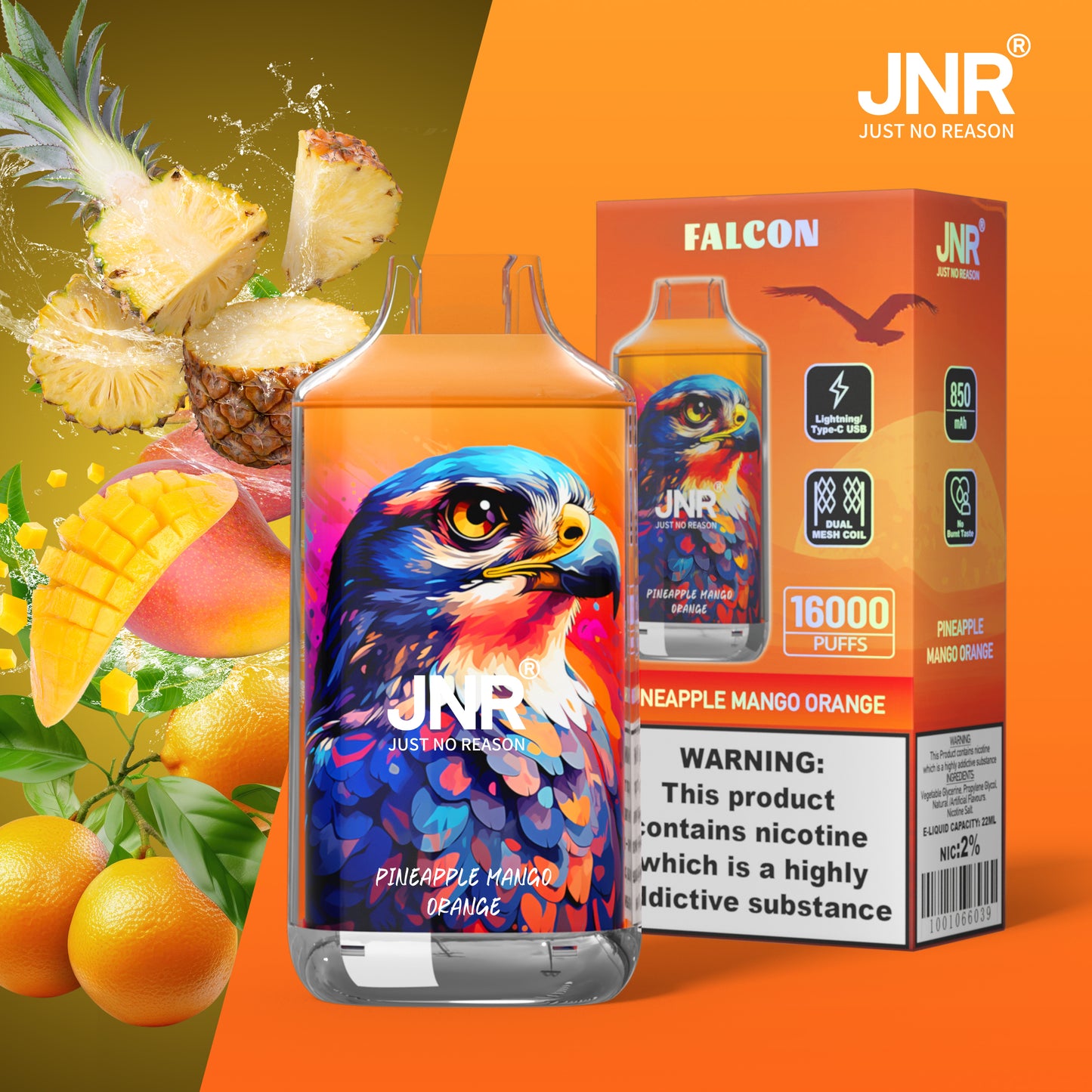 JNR Falcon 16000 - Pineapple Mango Orange